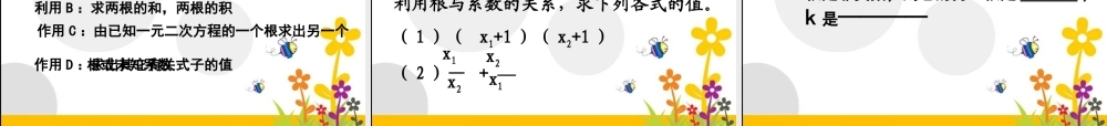一元二次方程的根与系数的关系.5一元二次方程的根与系数的关系北师大版课件