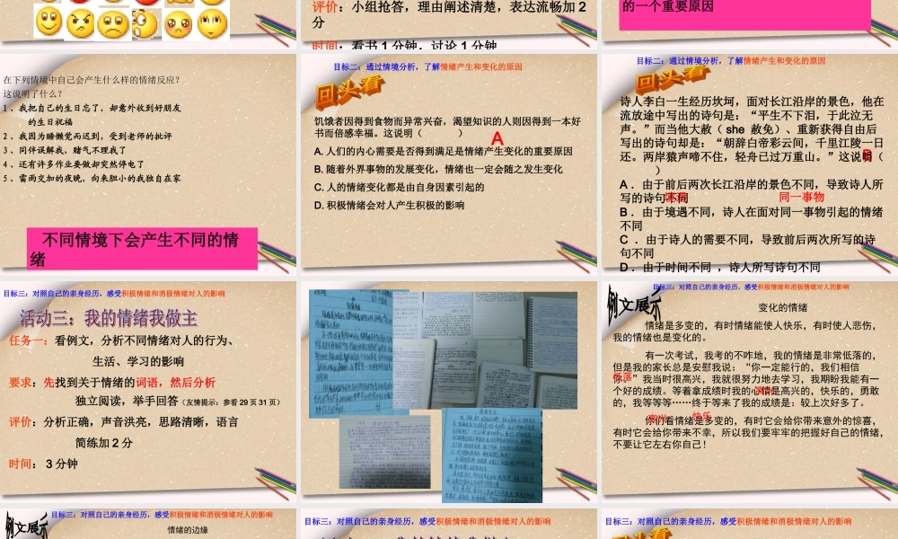 中学七年级政治下册 (你了解自己的情绪吗)课件  鲁教版 课件