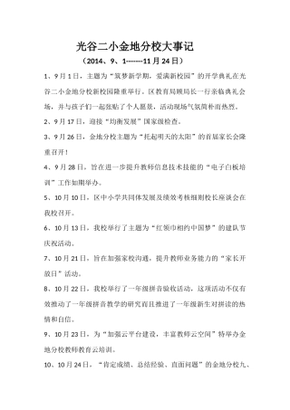 光谷二小金地分校学校工作大事记