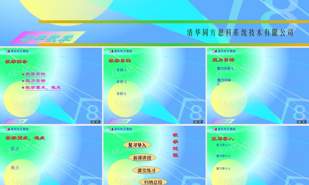 初中数学教师PPT模板(课堂演示文稿)