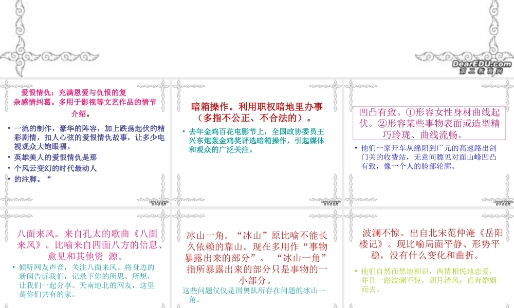 常用新成语 新课标 人教版 课件