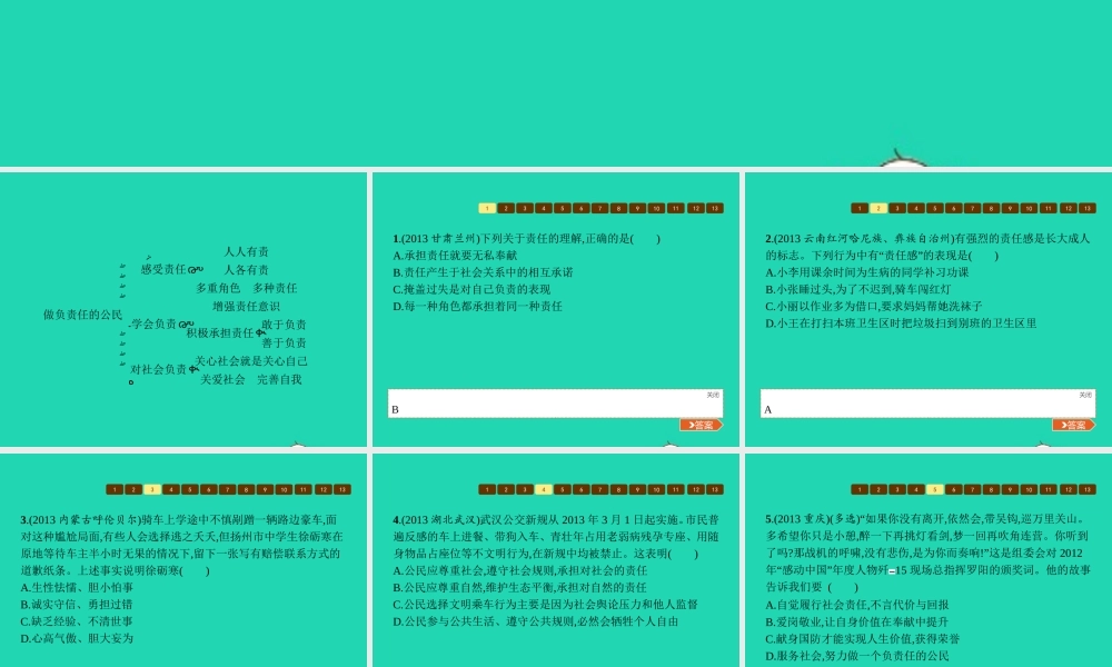 八年级政治上册 第四单元 做负责任的公民单元整合课件 湘教版 课件