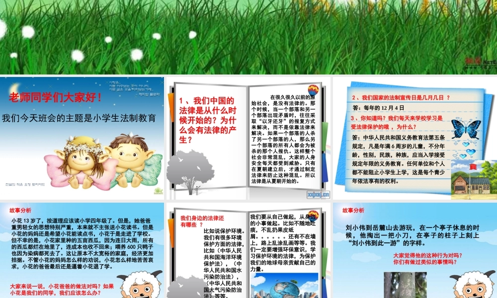 小学生法制教育主题班会