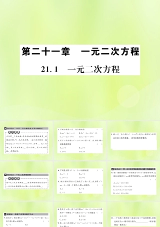 九年级数学上册 第二十一章 一元二次方程 211 一元二次方程课件 (新版)新人教版 课件