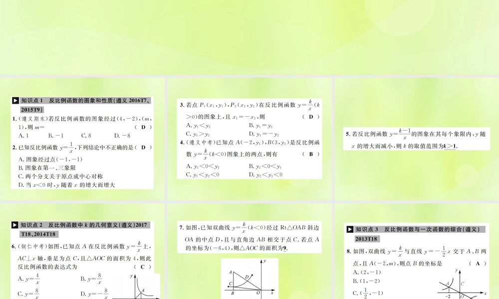 九年级数学下册 第二十六章 反比例函数章末复习(六)反比例函数课件 (新版)新人教版 课件
