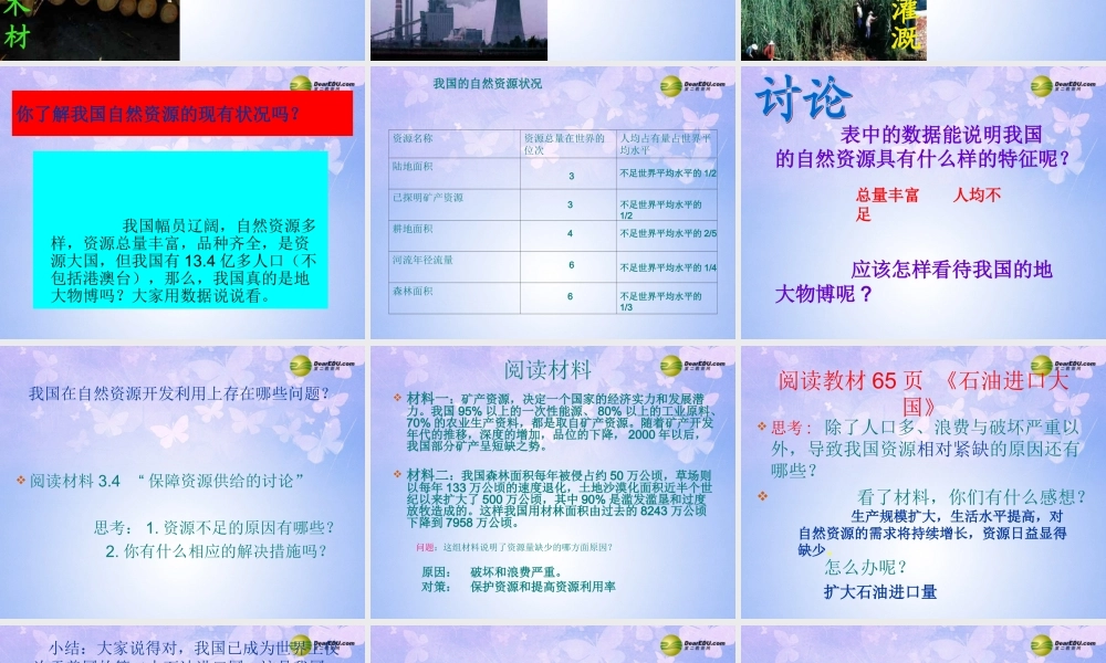 八年级地理上册 第一节 自然资源的特征课件 新人教版 课件