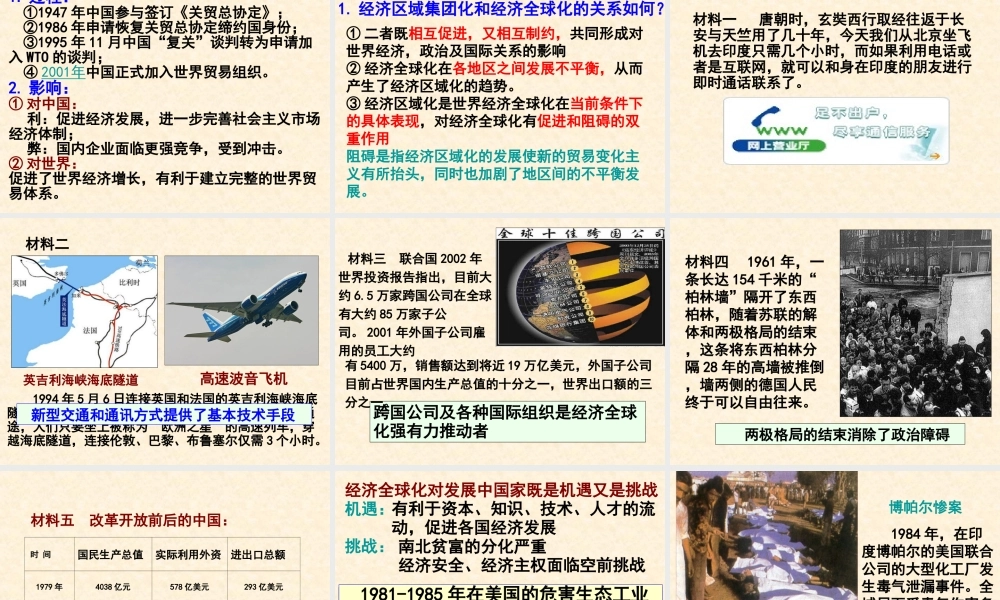 【历史】第24课世界经济的全球化趋势课件（人教版必修2）