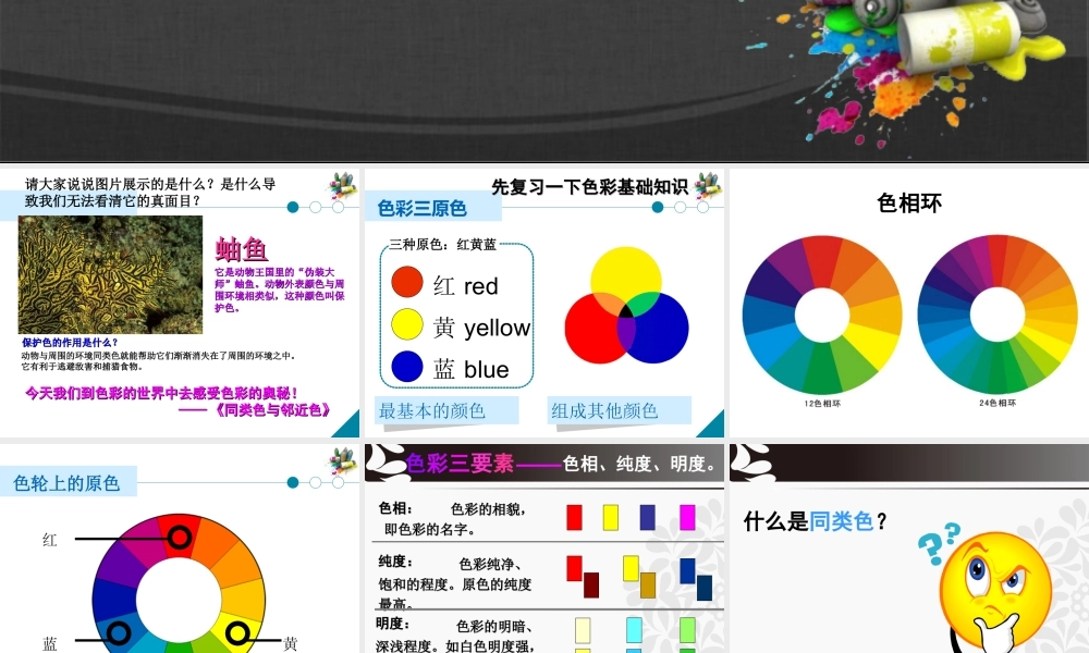 初中美术《同类色与邻近色》课件