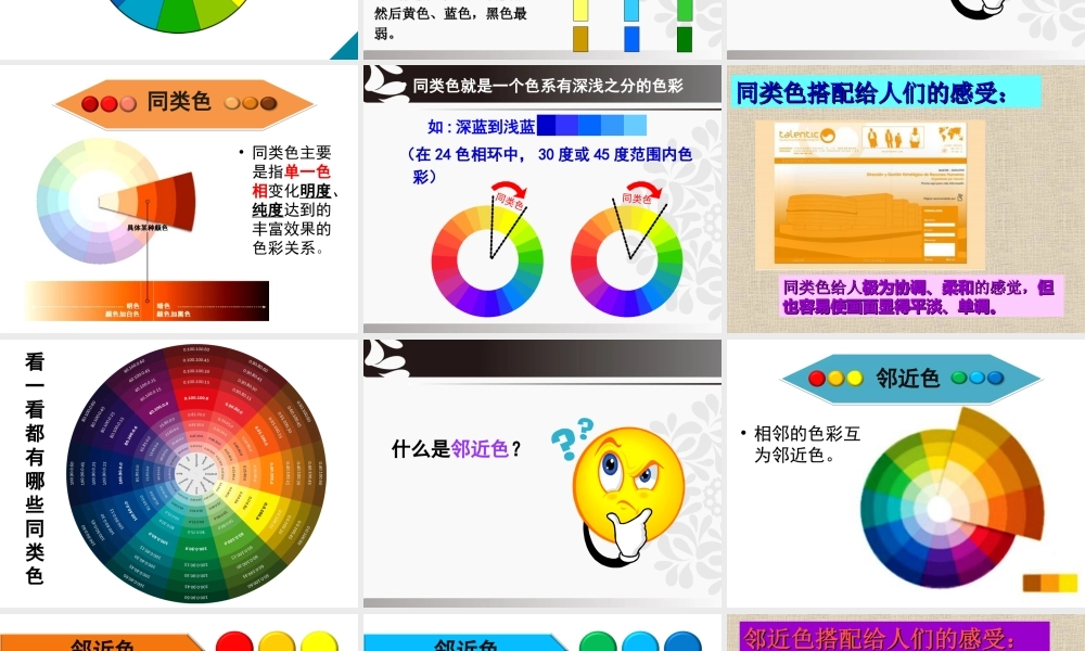 初中美术《同类色与邻近色》课件