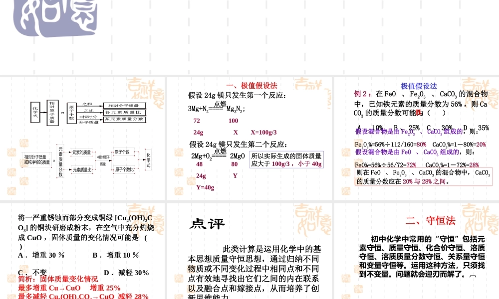 中考化学计算题总复习上课参考