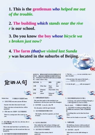 九年级英语定语从句专题复习课件