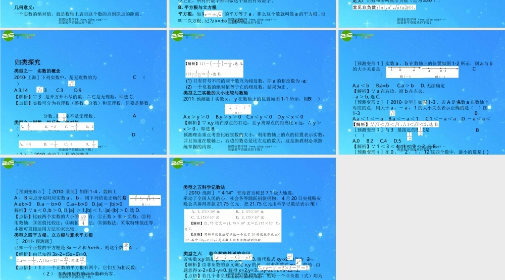 中考数学复习课件1 实数的有关概念 浙教版 课件