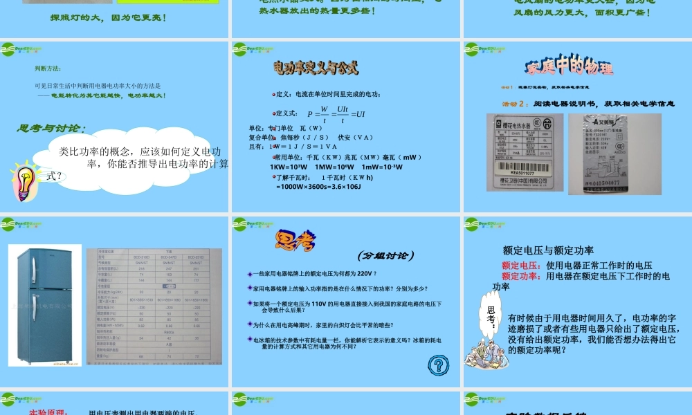 九年级科学上册 第四章第二节电能的度量课件(2)华师大版 课件