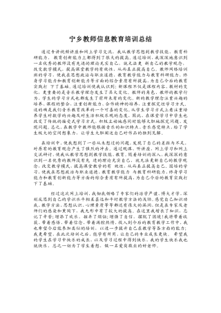 宁乡教师信息教育培训总结
