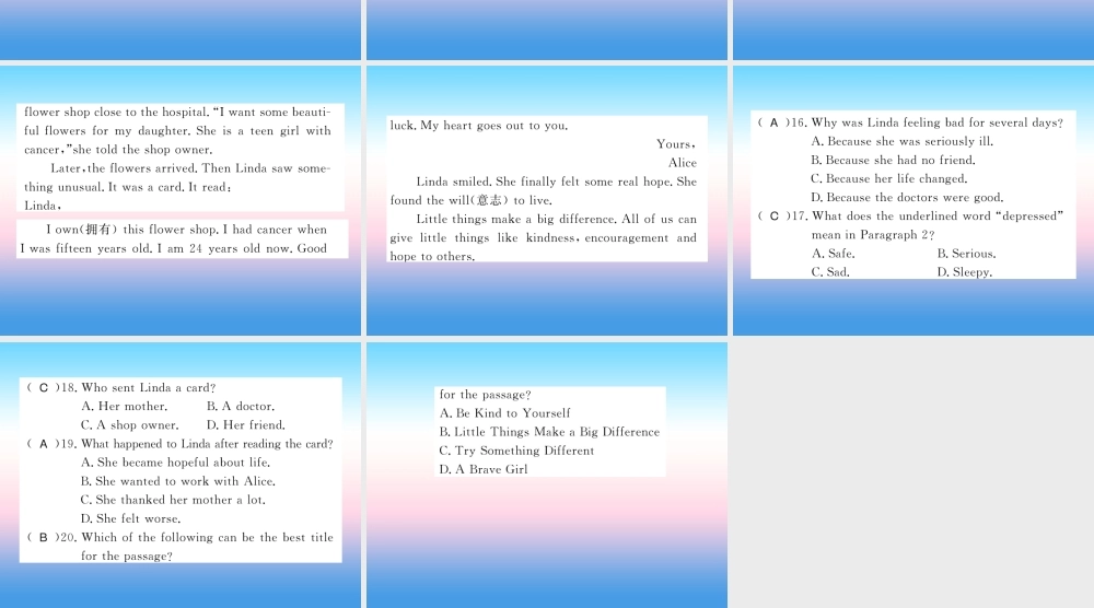 九年级英语上册 Unit 2 Great People Lesson 10 Touch the World习题课件 (新版)冀教版 课件