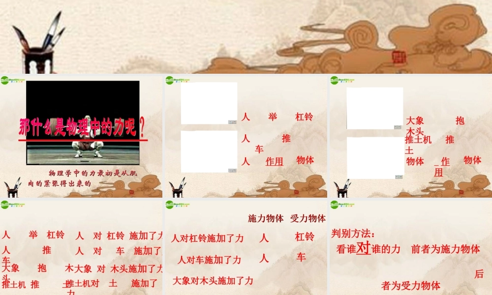 八年级物理下册 怎样认识力(1)课件 沪粤版 课件