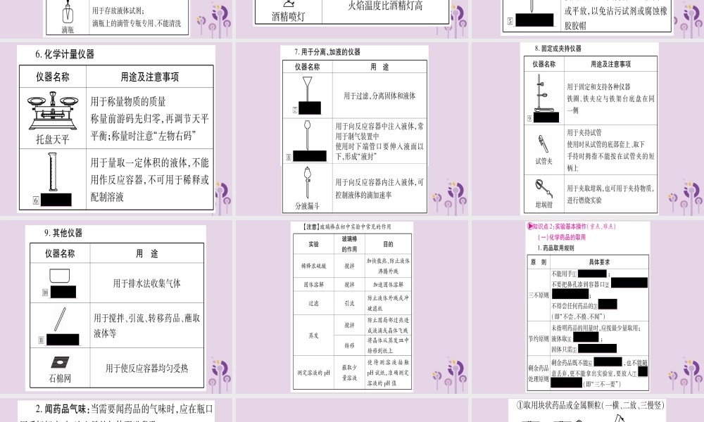 中考化学复习 第一部分 基础知识 第三单元 化学实验 第15讲 仪器识别和基本实验操作(精讲)课件
