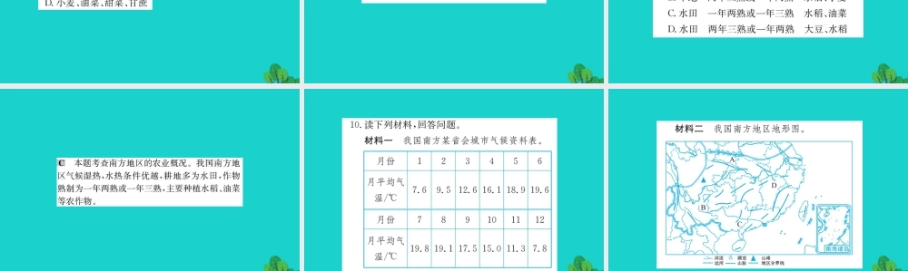 八年级地理下册 第七章 第一节 自然特征与农业习题课件(新版)新人教版 课件