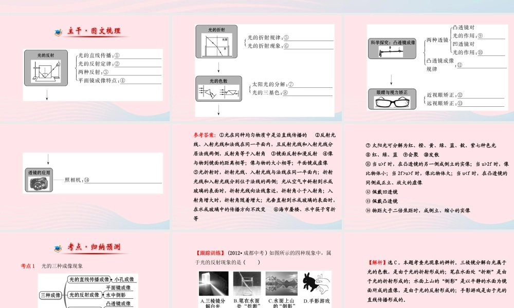 八年级物理全册 第四章 多彩的光阶段专题复习课件 (新版)沪科版 课件