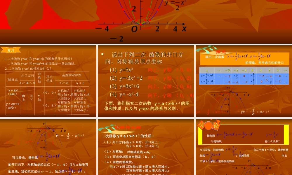 九年级数学(下)第26章二次函数复习课件人教版 课件