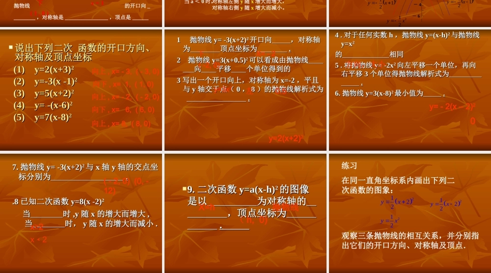 九年级数学(下)第26章二次函数复习课件人教版 课件