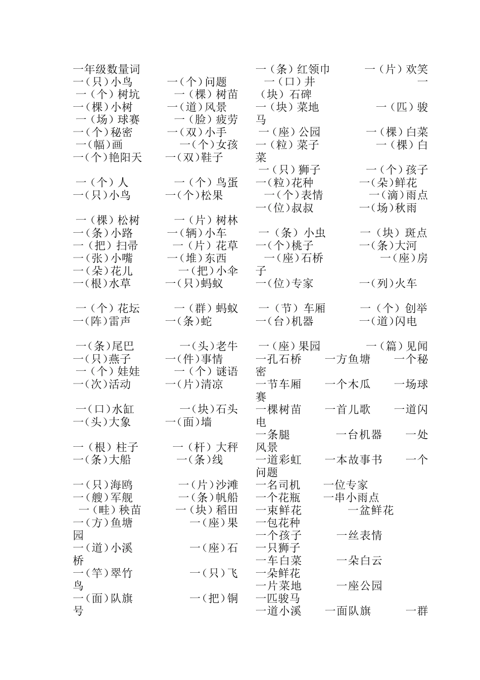 一年级需要掌握的数量词_第1页
