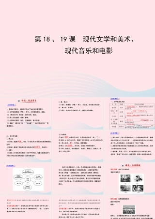 九年级历史下册 第八单元 现代科学技术和文化第 18现代文学和美术 19现代音乐和电影习题课件 新人教版 课件