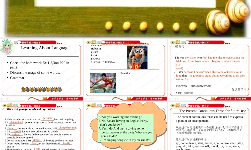 英语：Unit3《Traveljournal》课件-learningaboutlanguage（新人教版必修1）