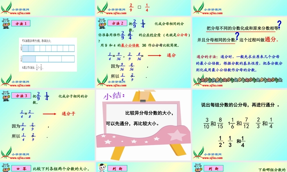 北师大版数学五年级上册《分数的大小比较》PPT课件 (2)