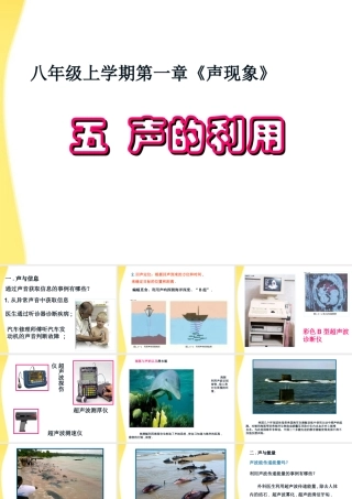 八年级物理上册 1.4　声的利用课件 人教新课标版 课件