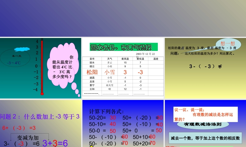 七年级数学有理数的减法课件2 湘教版 课件