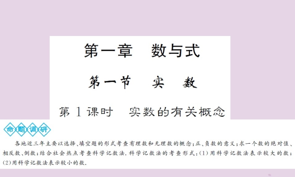 中考数学总复习 第一章 第一节 实数 第1课时 实数的有关概念课件