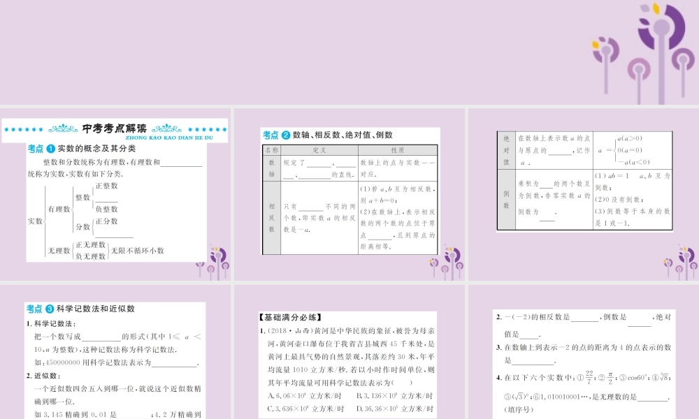 中考数学总复习 第一章 第一节 实数 第1课时 实数的有关概念课件