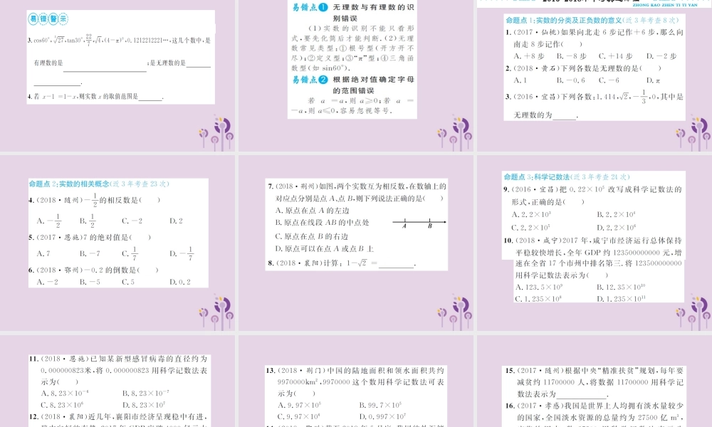 中考数学总复习 第一章 第一节 实数 第1课时 实数的有关概念课件