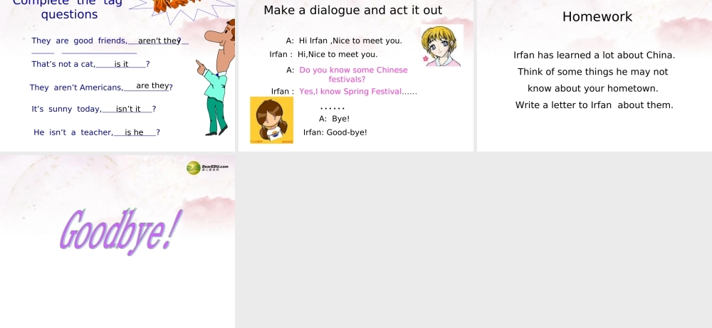 中学七年级英语下册 lesson 14 Irfan Studied China课件 冀教版 课件