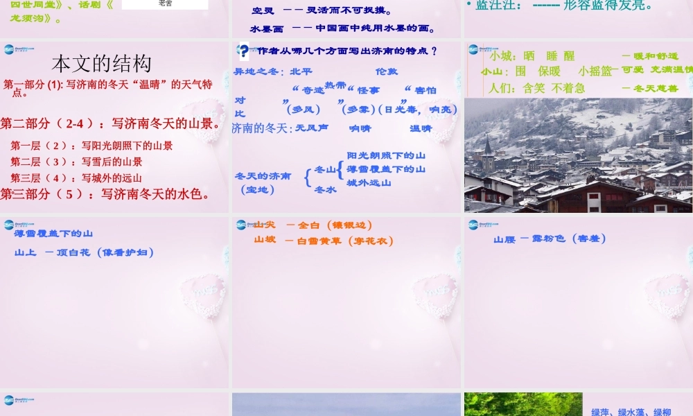 中学七年级语文上册 12(济南的冬天)课件1 (新版)新人教版 课件