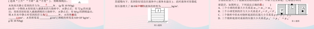 广东省中考物理一轮复习 第十讲 浮力 命题点1 浮力的相关计算理解及计算课件