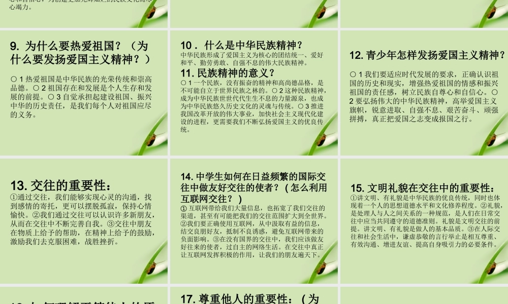 八年级政治上册 精简版提纲课件 鲁教版 课件