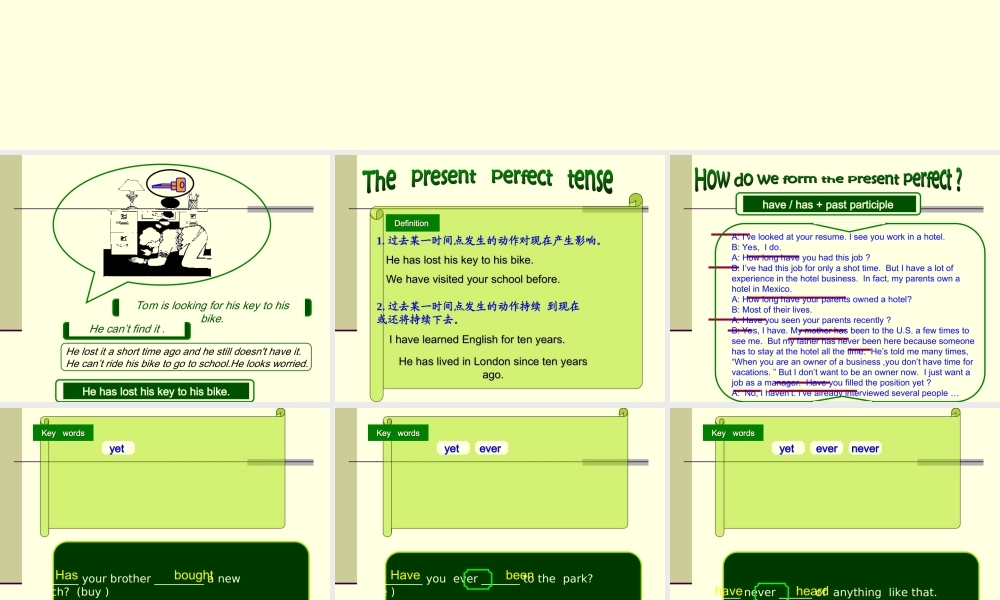 初中英语语法复习——现在完成时课件