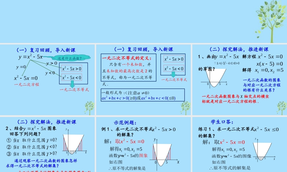 山西省忻州市高考数学 专题 一元二次不等式的解法复习课件
