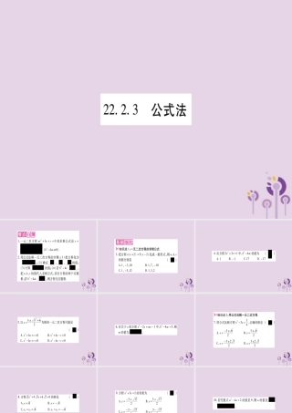 九年级数学上册 第22章 一元二次方程 222 一元二次方程的解法 2223 公式法作业课件 (新版)华东师大版 课件