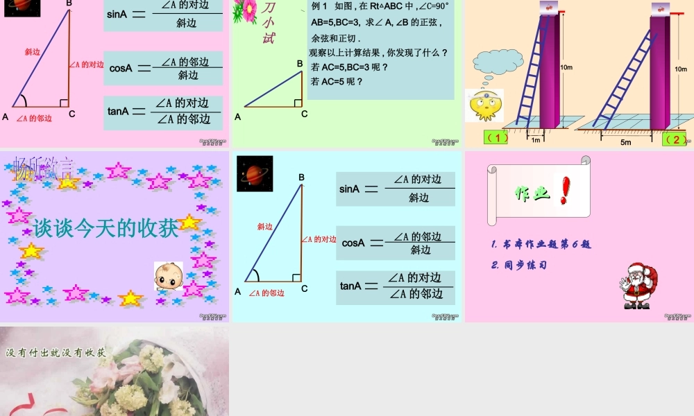 九年级数学锐角三角函数 浙教版 课件