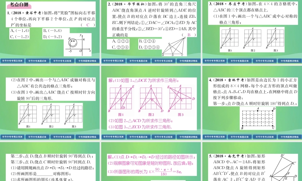 中考数学复习 第6章 投影与视图 第22课时 平移与旋转(精讲)课件
