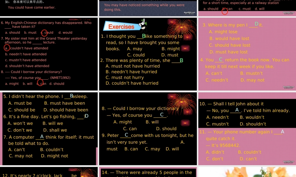 人教版高一英语Unit15 The necklace grammar 课件