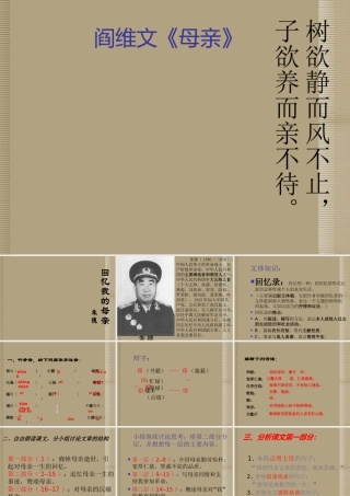 七年级语文上册(回忆我的母亲)课件 语文版 课件