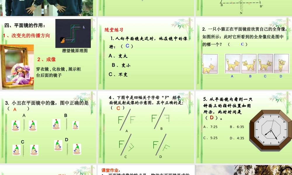 平面镜成像的特点