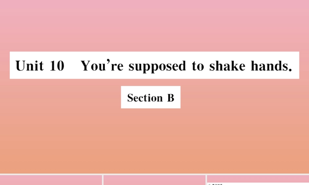 九年级英语全册 Unit 10 You re supposed to shake hands Section B作业课件 (新版)人教新目标版 课件