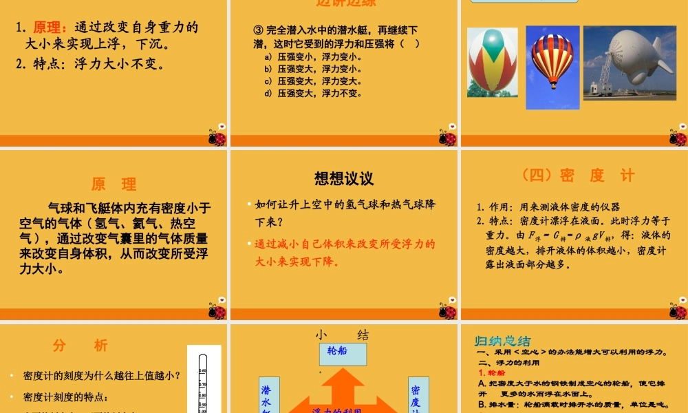 九年级物理 (146浮力的应用)课件 人教新课标版 课件