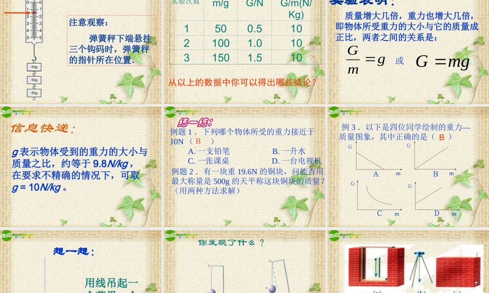 八年级物理下册 第八章重力课件 苏科版 课件