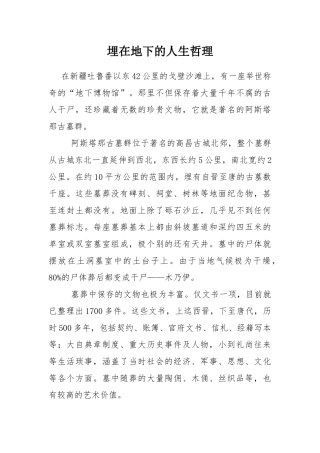埋在地下的人生哲理
